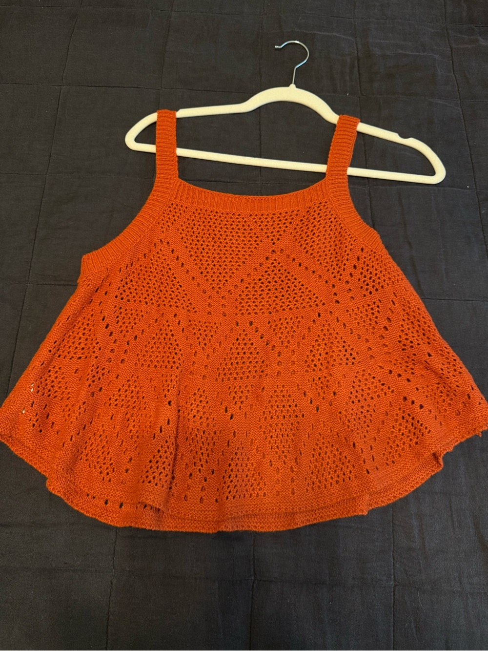 Commense Orange Knit Eyelet Tank